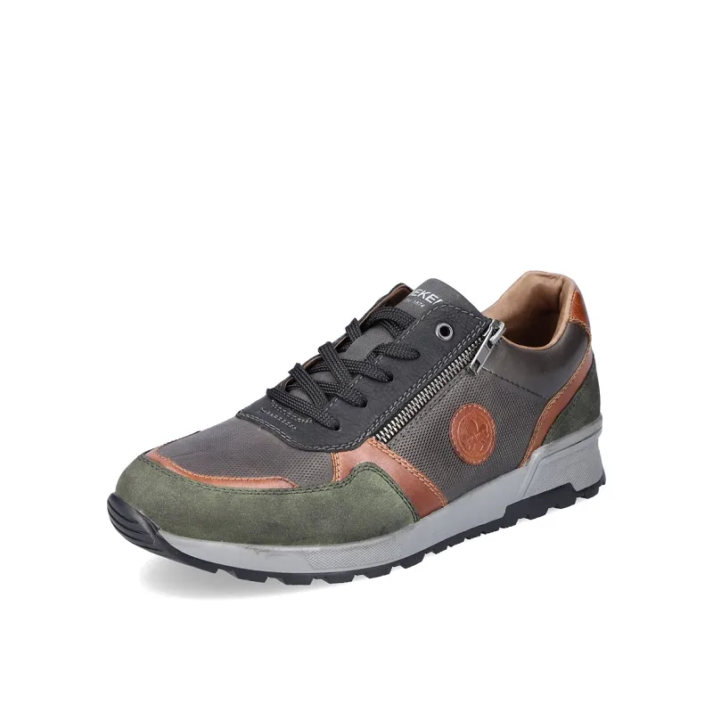 Basket cuir green/peanut Rieker 15131-90 green/peanut