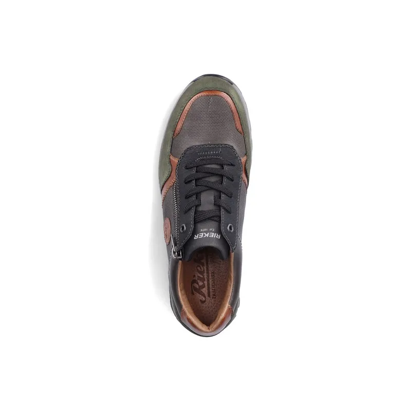 Basket cuir green/peanut Rieker 15131-90 green/peanut